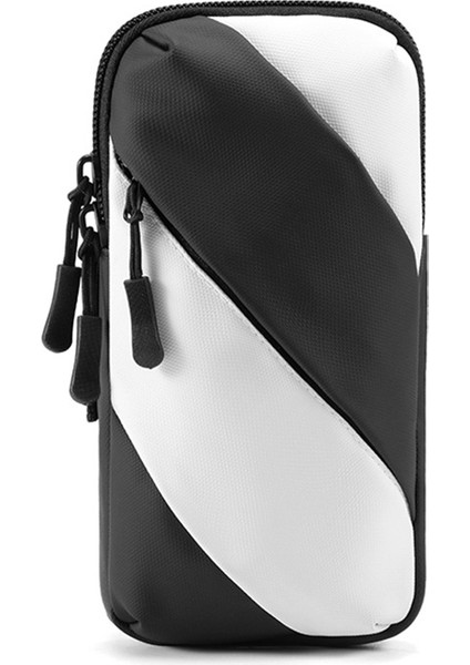 Oxford Kumaş + Polyester Kol Bandı Telefon Çantası Açık Hava Bisikleti İçin Hafif Cep Telefonu Kılıfı - Siyah / Beyaz (Yurt Dışından)
