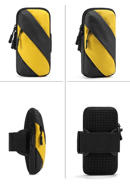 Oxford Kumaş + Polyester Kol Bandı Telefon Çantası Açık Hava Bisikleti İçin Hafif Cep Telefonu Kılıfı - Siyah / Sarı (Yurt Dışından) indirimleri