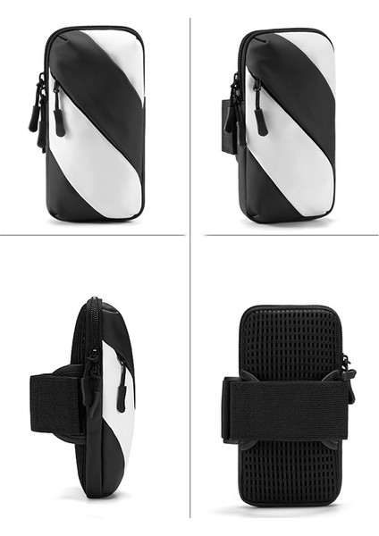 Oxford Kumaş + Polyester Kol Bandı Telefon Çantası Açık Hava Bisikleti İçin Hafif Cep Telefonu Kılıfı - Siyah / Beyaz (Yurt Dışından) indirimleri