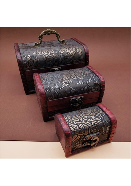 3 Lü Ahşap Dekoratif Takı Toka Kutusu