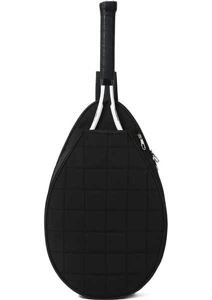 5618 28X7X47CM Tenis Çantası Badminton Raketi Askılı Sırt Çantası Erkekler ve Kadınlar Için Çapraz Çanta-Siyah Grid (Yurt Dışından)