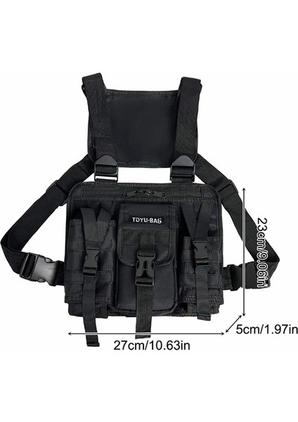 YH6025 Açık Hava Taktik Yelek Çift Omuz Çantası Oxford Kumaş Göğüs Çantası (Yurt Dışından) indirimleri