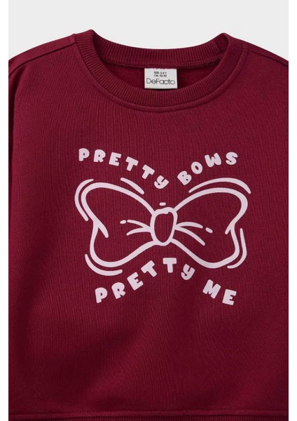 Kız Bebek 2'li Takım İçi Yumuşak Tüylü Baskılı Sweatshirt Eşofman Altı modelleri