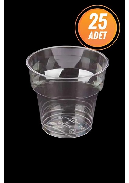 Şeffaf Kristal Mika Sert Plastik Bardak 180 cc 25 Adet