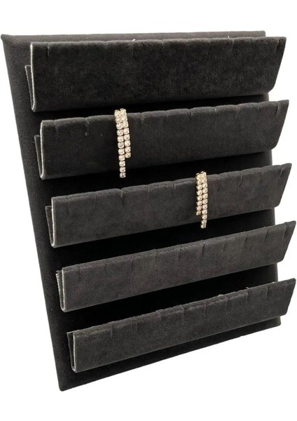 Süet Kumaş 20/16 cm Füme Renk Ayaklı Küpe Standı