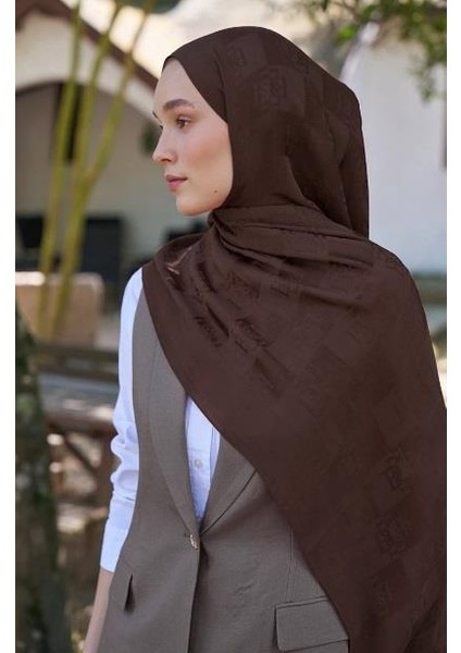 Welness Dama Monogram Desen Şal 01092025-ACI Kahve