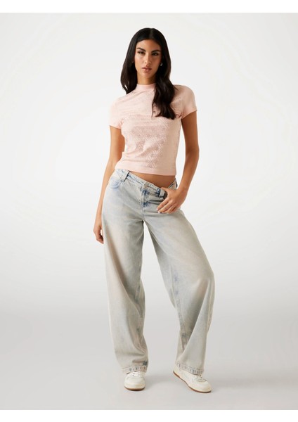 Mock Kadın Bej Slim Fit T-Shirt W4BI26J1314-G6I1 fiyatları