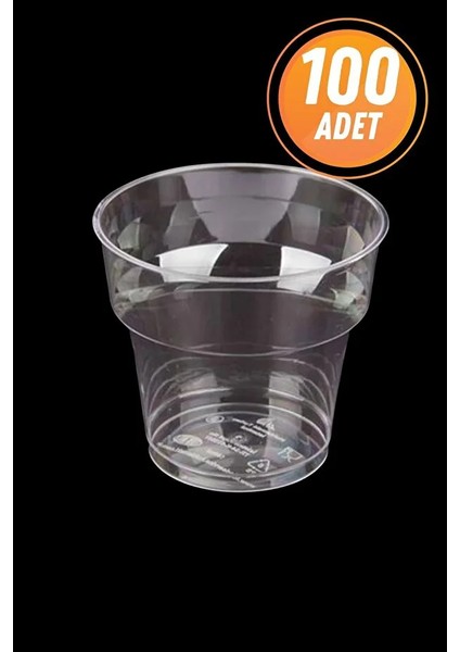 Şeffaf Kristal Mika Sert Plastik Bardak 180 cc 100 Adet