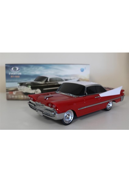 Rt-1954 Kırmızı Arabalı Bluetooth Fm-Usb-Tf-Aux Şarjlı Nostaljik Radyo