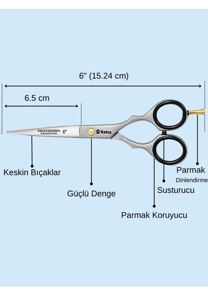 6 Inç Pro 1032-60 Çelik Kuaför Makası Saç Sakal Kesim Makası fiyatları