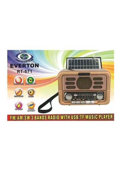 Rt-671 Bluetooth Fm-Usb-Tf-Aux Şarjlı Solar Nostaljik Radyo Güneş Panelli modelleri