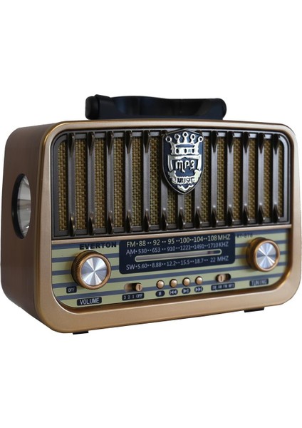 RT-878 Bluetooth (El Feneri) Fm-Usb-Tf-Aux Şarjlı Nostaljik Radyo
