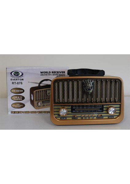 RT-878 Bluetooth (El Feneri) Fm-Usb-Tf-Aux Şarjlı Nostaljik Radyo fiyatları