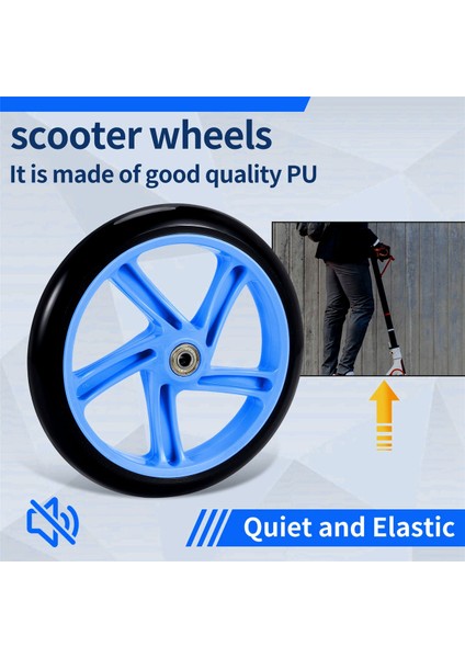 2 Adet Scooter Tekerleği 200 mm Pu Malzeme Tekerleği Kalınlığı 30 mm Abec-7 Rulman Scooter Aksesuarları, Mavi (Yurt Dışından) indirimleri