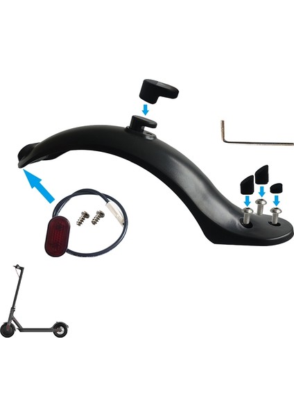 Scooter Arka Çamurlu Talli Lambası Fender Seti Xiaomi M365/1S/PRO Electric Scooter Aksesuarları (Beyaz) (Yurt Dışından) fırsatları