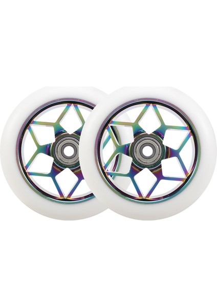 2 Pcs Scooter Aksesuarları 110MM Scooter Tekerlekleri Renkli Pu Tekerlekler Kalın Dublör Araba Tekerlekleri Rulmanlı (Beyaz) (Yurt Dışından)