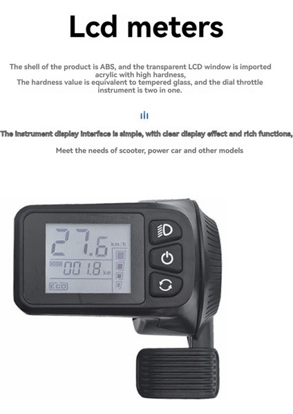 128DX 36V/48V LCD Ekran Panel Başparmak Gaz Kelesi Elektrikli Bisikletler Scooter Fırçasız Kontrolör Kiti (Yurt Dışından)