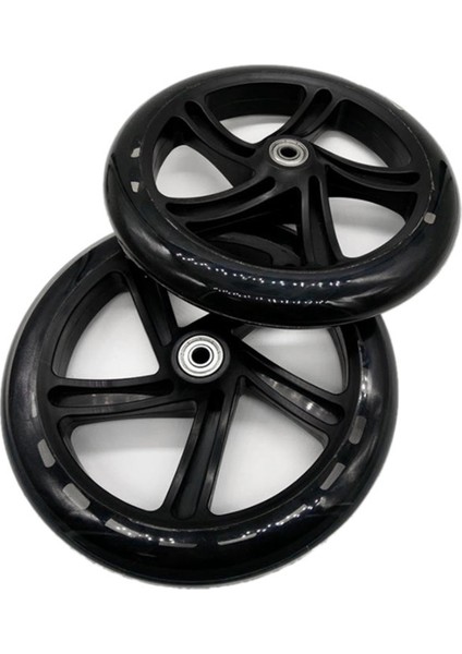 2 Adet Scooter Tekerleği 200 mm Pu Malzeme Tekerleği Kalınlığı 30 mm Abec-7 Rulman Scooter Aksesuarları, Şeffaf Siyah (Yurt Dışından)