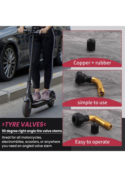 4pcs Lastik Vanalar Dik Açılı Dik Açılı Kauçuk 90 Derece Pirinç Elektrikli Scooter ve Xiaomi M365 Elektrik Scooter (Yurt Dışından) fırsatları