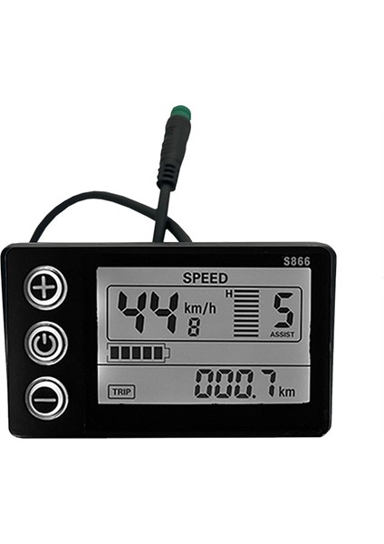 LCD-S866 Elektrikli Bisiklet LCD Ekran Metre 24V 36V 48V E-Bisiklet Kontrol Paneli Su Geçirmez Fiş Ebike Modifikasyonu (Yurt Dışından)