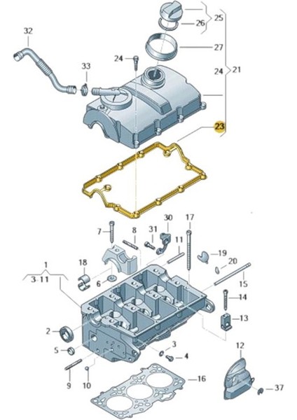 Skoda Fabia 2000-2004 1.4 Dizel Külbütör Üst Kapak Contası 045103483C fiyatları