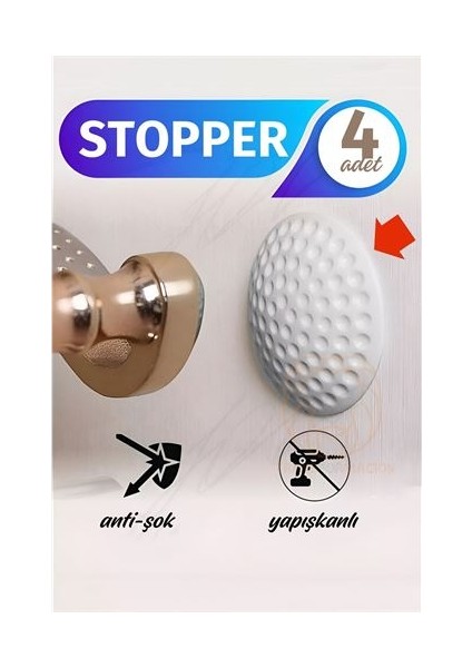 Turk Kapı Stopperi Golf Topu Model Kapı Çarpma Önleyici 4 Adet - BKS5006-6714