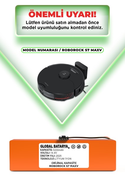 Roborock S7 Maxv Uyumlu Robot Süpürge Bataryası 14.4V 5200MAH Li-Ion Pil (Orijinal Kapasite) indirimleri