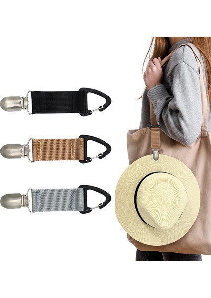 Çanta Çanta Üzerinde Asılı Seyahat Için Şapka Klipi Yetişkinler Için Açık Seyahat Plaj Aksesuarları (Siyah) (Yurt Dışından)