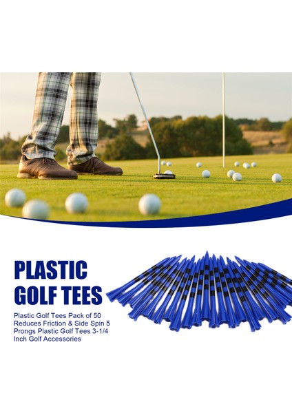 Plastik Golf Tees Paketi 50&#39;lik Sürtünme ve Yan Spin 5 Çöp Plastik Golf Tees 3-1/4 Inç Golf Aksesuarları (Yurt Dışından) fırsatları