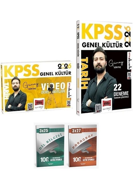 Yargı + Anla Kazan 2026 Kpss Tarih Video Ders Notları + Soru Bankası 2 Li Set - Günay Göktaş Yargı Yayınları