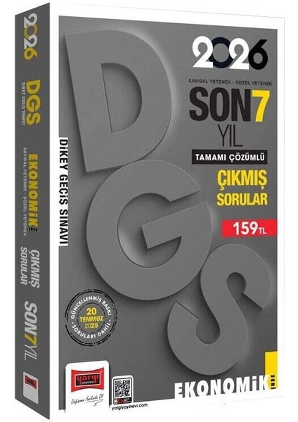 Yargı 2026 Dgs Çıkmış Sorular Son 7 Yıl Çözümlü Ekonomik Seri Yargı Yayınları