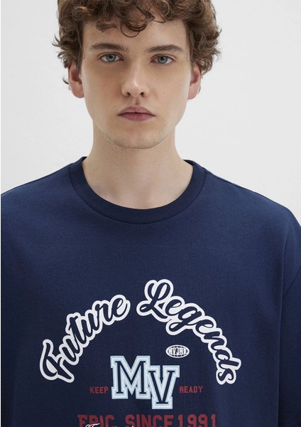 Baskılı Lacivert Tişört 0612850-89353 indirimleri