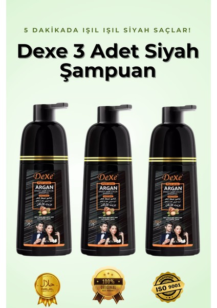 3’lü Siyah Saç Şampuanı Seti 420 ml | Ekonomik Paket, 5 Dakikada Sonuç
