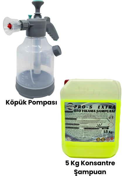 Cilalı Oto Şampuanı 5 kg ve 3 Lt Geniş Hazneli Köpük Pompası Seti ile Araç Köpükleme, Sünger Hediye fırsatları
