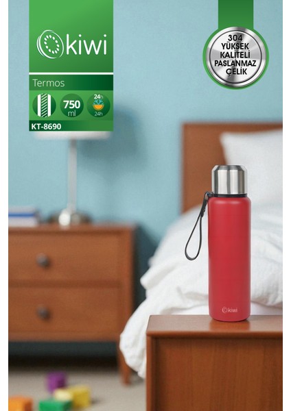 Çift Kat Paslanmaz Çelik Bardaklı 750 ml Termos. Kamp Bebek Mama Termosu