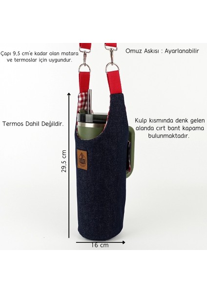 El Yapımı Kot Matara Termos Kılıfı Kulplu Model Quencher Pipetli 1,18 fiyatları