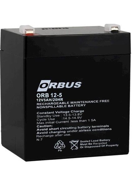 ORB12-5 12 Volt 5 Amper Kuru Akü (90X70X101 Mm)
