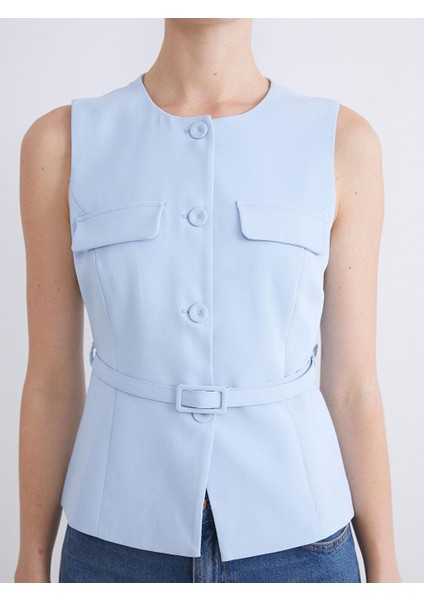 Bisiklet Yaka Krep Kadın Yelek (W5) modelleri