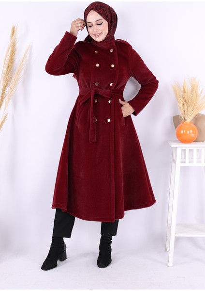 Çıt Çıt Düğme Detay Kaban 70035 Bordo
