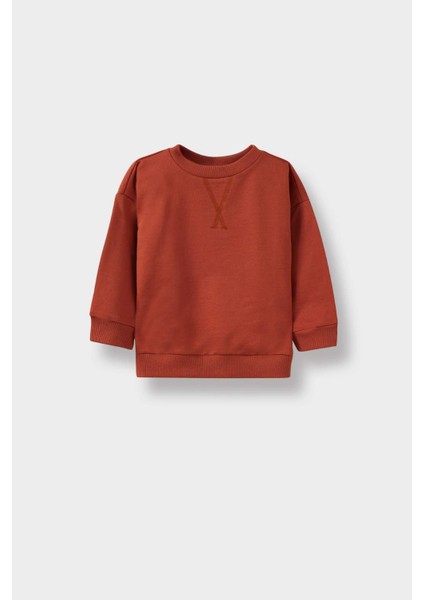 Erkek Bebek Bisiklet Yaka Basic Düz Sweatshirt A7343A525AU