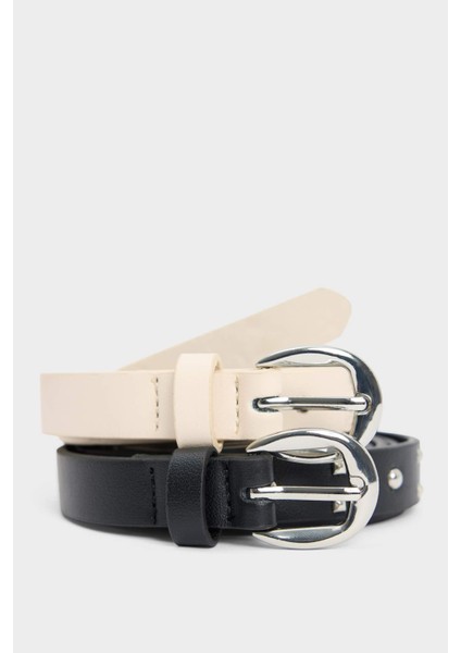 Kadın Suni Deri 2'li Günlük Kemer F3360AXNS