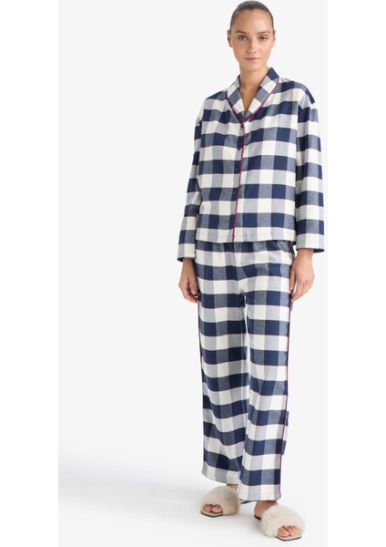 Pijama Takımı Flanel Regular Fit Kareli Uzun Kollu Üst Uzun Alt-Fall in Love E7599AX25AU fiyatları