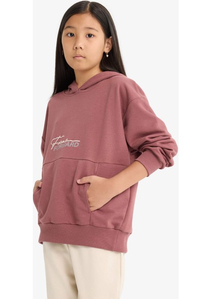 Kız Çocuk Oversize Geniş Kalıp Kapüşonlu Sırt Baskılı Sweatshirt F2794A825AU indirimleri