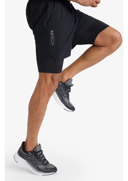 Fit Slim Fit Dar Kesim Sporcu İçi Taytlı Dokuma Şort F0010AX25AU fırsatları