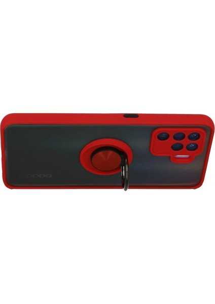 Oppo Reno 5 Lite Kılıf Montreal Yüzüklü Silikon Kapak - KIRMIZI-(5796) - MCT7750-8773 modelleri