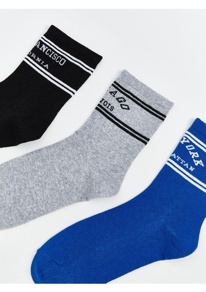 Desenli Erkek Çocuk Soket Çorap 3'lü (W5) modelleri