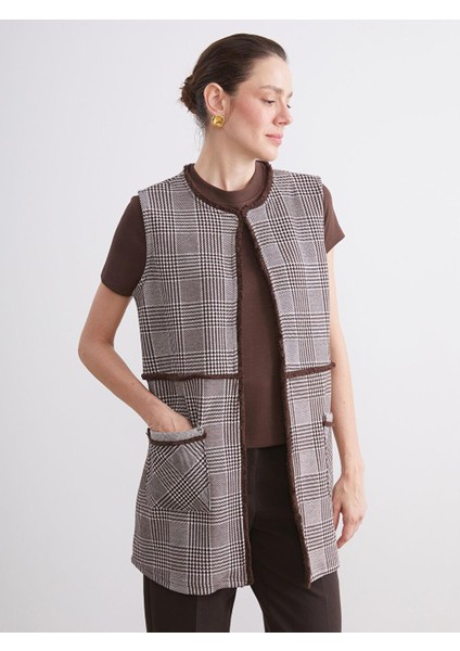 Bisiklet Yaka Ekose Kadın Yelek (W5)