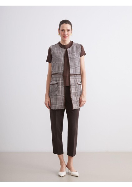 Bisiklet Yaka Ekose Kadın Yelek (W5) fiyatları