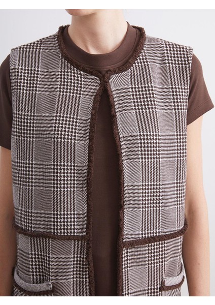 Bisiklet Yaka Ekose Kadın Yelek (W5) modelleri