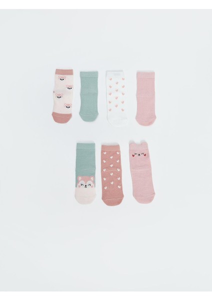 Baskılı Kız Bebek Soket Çorap 7'li (W5)